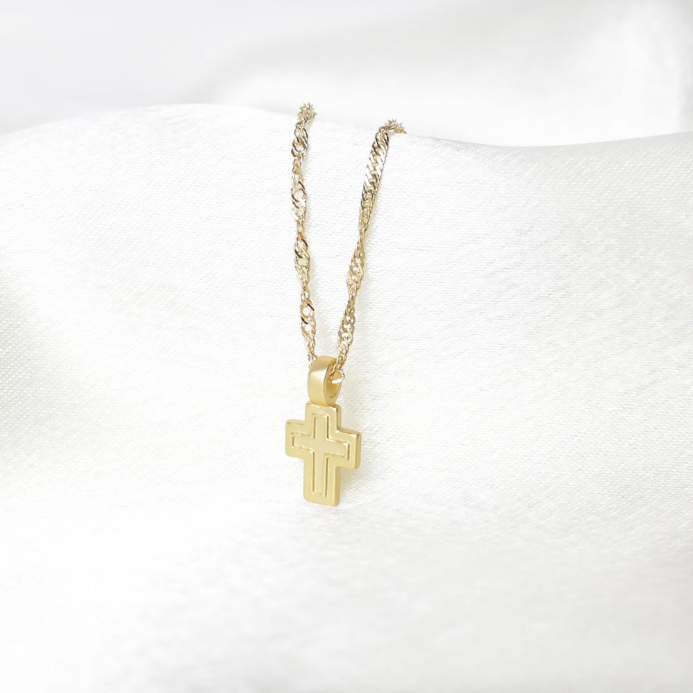 18K Gold Plated Mini Cross Necklace